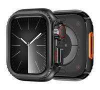 Suphart Metal Cases Compatible with Apple Watch Series 9/8/7 45mm Case, 2 in 1 Stainless Steel Protective Cover Rugged Bumper with Back Frame for iWatch 9/8/7 45mm, Black