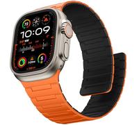Suphart Strong Magnetic Strap Compatible with Apple Watch Strap 49mm 46mm 45mm 44mm 42mm 41mm 40mm 38mm, Silicone Band for iWatch Ultra 2 SE Series 10 9 8 7 6 5 4（49/46/45/44/42mm, Orange-Midnight）
