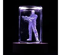 SUPIA ART FACTORY Dead by Daylight 3D Crystal Figure - Killer Trapper - RGBW 16 Colorful LED Lighting Stand with Laser Engraved Crystal Figure