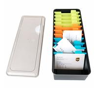 SUPIA Business Card Holder Box, Large Capacity for 500 Cards, Index Card Storage Box, 11 Divider, Black Plastic