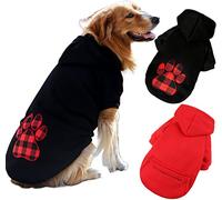 SUPJADE 2Pcs Large-Dog Jumpers Sweaters-Hoodies - Costumes Outfits Clothes Apparel for Winter Warm Coat Holiday Xmas Pet (Large, Black+Red)