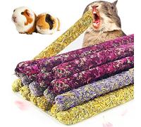 SUPJADE 30Pcs Guinea Pig Rabbit Food Treats Toys Timothy Hay Sticks Natural Flowers Flavored Molar Snacks Food for Small Animal Hamsters Accessories Boredom Breakers
