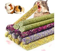 SUPJADE 45Pcs Guinea Pig Rabbit Food Treats Toys Timothy Hay Sticks Natural Flowers Flavored Molar Snacks Food for Small Animal Hamsters Accessories Boredom Breakers