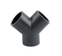 Supkancl 2/5PCS 20/25/32/40/50/63mm PVC Y-type Tee Connector Garden Irrigation Aquarium Fish Tank Watering Fittings Joint Pipe Fitting(Grey Color (2PCS),I.D 40mm)