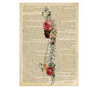 Supkancl Vintage Anatomy Human Haslet Heart Canvas Painting Retro Skeleton Floral Wall Art Posters Prints Pictures Clinic Room Home Decor(YT1176,50X75cm no frame)