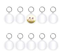 Supkeyer 10Pcs Round DIY Blank Clear Acrylic Keyring Make Your Own Photo Keychain Personalized Gift