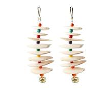 Supkeyer 2 Pack Bird Toys with Cuttlebone, Parakeet Toys, Bird Beak Grinding Stone, Cage Accessories for for Parakeet Conure Lovebird Cockatiel Finch Canary Hamster Chinchilla Rabbit (Large)