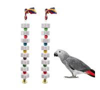 Supkeyer 2 Pack Large Bird Chewing Toy, Parrot Beak Grinding Calcium Stone with Bells, Bird Cage Accessories, Cage Toys for African Grey Parakeet Cockatiel Conure Hamster Chinchilla Rabbit (White)