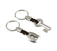 Supkeyer 2 Pcs Keychain, Couple Keyring, Creative Fashion Leather Keychain Key Chain Ring Keyring Key Fob Key& Lock for Valentine's Day Wedding Anniversary (Silver)
