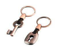 Supkeyer 2 Pcs Keychain, Key lock,Couple Keyring, Creative Fashion Leather Keychain Key Chain Ring Keyring Key Fob Key& Lock for Valentine's Day Wedding Anniversary (Red Bronze)
