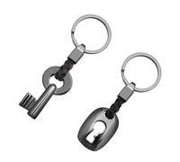 Supkeyer 2 Pcs Keychain, Key lock,Couple Keyring, Creative Fashion Leather Keychain Key Chain Ring Keyring Key Fob Key& Lock for Valentine's Day Wedding Anniversary (Black)