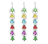 Supkeyer 3Pcs Bird Bells Toy Chewing Hanging Ring Toy Cage Bite Colorful Bells Chandelier Parrot Cage Craft Toys for Lovebirds Budiges Conures Cockatiels Parakeet Hanging Perch Toys