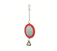 Supkeyer Pet Bird Mirror with Bell Interactive Parrot Toy Bird Cage Mirror for Cockatiel Parakeets Canaries Budgie Cage Accessories (Red)
