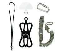 Supkeyer Universal Rugged Phone Lanyard Holder, Fishing Phone Tether and Ring Grip, Outdoor Phone Leash Tactical Pistol Lanyard with Carabiner Clip for iPhone and Most Cell Phones (Army Green)