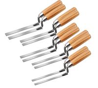 Supkiir 10 Pcs Finger Pointing Trowel Set, 6, 8, 10, 12 & 14 mm Tuck Pointer Trowel with Wooden Handle, Stainless Steel Pointing Tools for Brick Tiling, Masonry Work, Repointing and Gap Filling