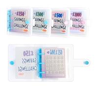 Supkiir 4 Pcs Mini Money Saving Binder, £1000, £500, £300 & £150 Savings Challenge Book with Money Envelopes, Portable Budget Binder for Planning, Cash Budgeting Office Home School