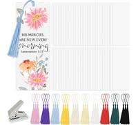 Supkiir 401Pcs DIY Bookmark Making Kit, Including 200 2”x6” Bookmark Laminating Pouches 5 Mil Clear Hot Laminator Bookmark Sleeves with 200 Tassels and Puncher for Book Lovers Reading Party Favors
