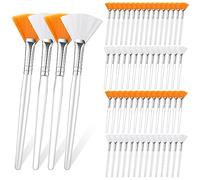 Supkiir 60 Pcs Fan Facial Brush Multi Use Mask Brush Slim Soft, Face Mask Applicator Makeup Cosmetic Skincare Tools for Women Girls Esthetician Mud Clay Mask Cream Drawing Orange White