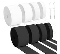 Supkiir 8 Rolls Elastic for Sewing, High Elasticity Knit Elastic Bands with 2 Sewing Clips, 0.6/1/1.4/2 Inch Width, 5.5 Yards Sewing Band for Waistband Clothes Dresses Swimwear and Crafts DIY