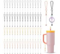 Supkirr 60 Pcs Beaded Cup Charms, Multi-Color Beadable Keychains Compatible with Stanley Charm Accessories for Tumblers with Handle, Metal Cup Charms for DIY Blank Beaded Bottle Decorations Pendants
