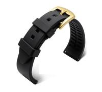 SUPKOUMKBG 18mm 19mm 20mm 21mm 22mm 24mm Silicone Band Strap Watchband for Smart Watch Straps(Black-gold,18mm)