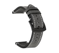 SUPKOUMKBG 18mm 20mm 22mm 24mm Vintage Retro Leather Strap Fit For Huawei GT2 3(Grey,24MM_SILVER BUCKLE)