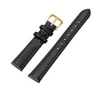 SUPKOUMKBG 8mm 10mm 12mm 14/16mm 18mm 20mm 22mm 24mm Leather Watch Strap Soft Leather Wrist Band(Black-Gold,16mm)