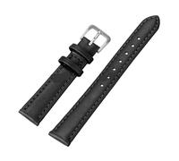 SUPKOUMKBG 8mm 10mm 12mm 14/16mm 18mm 20mm 22mm 24mm Leather Watch Strap Soft Leather Wrist Band(Black-Silver,24mm)