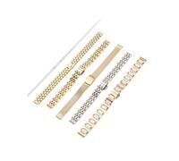 SUPKOUMKBG 8mm 10mm 12mm 14mm 16mm 18mm Stainless Steel Metal Watch Band(D-Gold white,12mm)