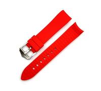 SUPKOUMKBG Curved Arc End Rubber Watch Band Sport Waterproof Universal Bracelet 18mm 20mm 22mm 24mm(Red,19mm)