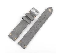 SUPKOUMKBG Leather Watch Strap 18mm 19mm 20mm 21mm 22mm 24mm for Vintage Band(Gray,20mm silver buckle)