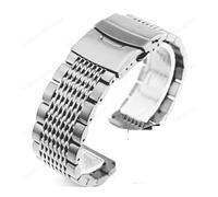 SUPKOUMKBG Stainless Steel Watch Band 18mm 20mm 22mm 24mm Solid Watch Bands Silver Black Metal Watch Bracelet(Silver solid style,24mm)