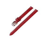 SUPKOUMKBG Ultra-thin Leather Strap Watch Band 8mm 10mm 12mm 14mm Leather WatchStrap Universal Bands(Red Silver,12mm)