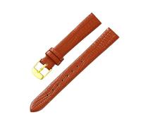 SUPKOUMKBG Ultra-thin Leather Strap Watch Band 8mm 10mm 12mm 14mm Leather WatchStrap Universal Bands(Light Brown Gold,10mm)