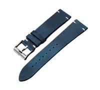 SUPKOUMKBG Vintage Retro Leather Watchband 18mm 20mm 21mm 22mm 24mm Soft Bracelet Business Watch Strap(Blue,22mm)