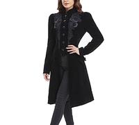 SUPLEAP Women Victorian Steampunk Vintage Renaissance Jacket Gothic Frock Coat Uniform, Black, XXL