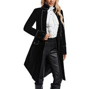 SUPLEAP Women's Victorian Gothic Vintage Tailcoat Pirate Jacket Steampunk Long Coat, Black, L
