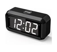 SUPLEDCK Alarm Clock,Digital Alarm Clock for Bedrooms,Battery Operated Clock,Adjustable 3 Brightness,1.2 inch LED Time Display, 12/24Hr, Cordless,Snooze (Black-White led)