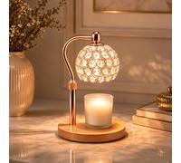 Suplexity Candle Warmer Lamp with Timer & Dimmer - Crystal Candle Lamp Warmer for Jar Candles, Flameless Fragrance Warmer, Rose Gold Metal & Wood Base, Safe Home Decor Gift