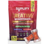 Suplify Creatine Monohydrate Gummies - 5000mg High-Potency | 120 Vegan Sugar-Free Gummies with BCAAs, L-Carnitine, Seamoss & Probiotics | 1 Month Supply | Pre-Workout Muscle Builder | Strawberry