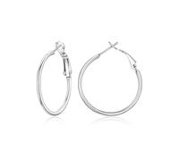 Suplight 30mm Silver Hoop Earrings for Women, Small Stainless Steel Hoops, Everyday Minimal Jewellery