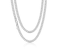 Suplight 4mm Cuban Curb Chain for Men, Women Silver Stainless Steel 22 Inches Solid Miami Cuban Link Chain Necklace Hip Hop Jewelry