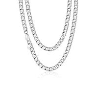 Suplight 6mm Cuban Curb Chain for Men, Women Silver Stainless Steel 26 Inches Solid Miami Cuban Link Chain Necklace Hip Hop Jewelry