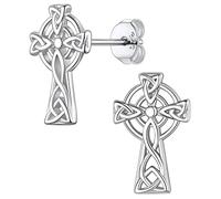 Suplight 925 Stelring Silver Celtic Cross Earrings Irish Jewelry Dainty Cross Stud Cross Stud Earrings for Women Girls