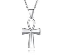 Suplight 925 Sterling Silver Ankh Cross Necklace Key of Life Ankh Pendant Crucifix Necklace Egyptian Jewelry for Women Men