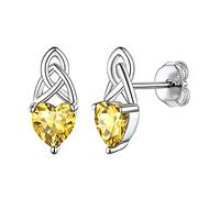 Suplight 925 Sterling Silver Claddagh Celtic Heart Stud Earrings, Dainty Tiny Irish Celtic Knot Jewelry for Women Girls (with Gift Box)
