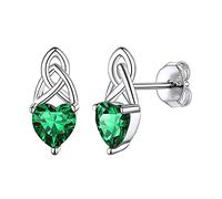 Suplight 925 Sterling Silver Claddagh Celtic Heart Stud Earrings, Dainty Tiny Irish Celtic Knot Jewelry for Women Girls (with Gift Box)