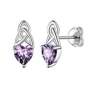 Suplight 925 Sterling Silver Claddagh Celtic Heart Stud Earrings, Dainty Tiny Irish Celtic Knot Jewelry for Women Girls (with Gift Box)