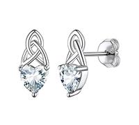 Suplight 925 Sterling Silver Claddagh Celtic Heart Stud Earrings, Dainty Tiny Irish Celtic Knot Jewelry for Women Girls (with Gift Box)