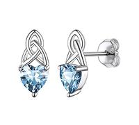Suplight 925 Sterling Silver Claddagh Celtic Heart Stud Earrings, Dainty Tiny Irish Celtic Knot Jewelry for Women Girls (with Gift Box)